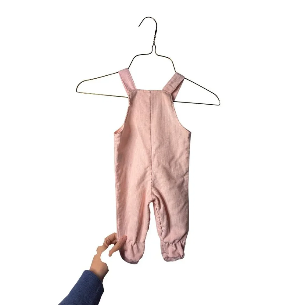 Vintage Buster Brown Baby Girl 3-6M Corduroy Overall Jumpsuit Fuzzy Bunny Rabbit